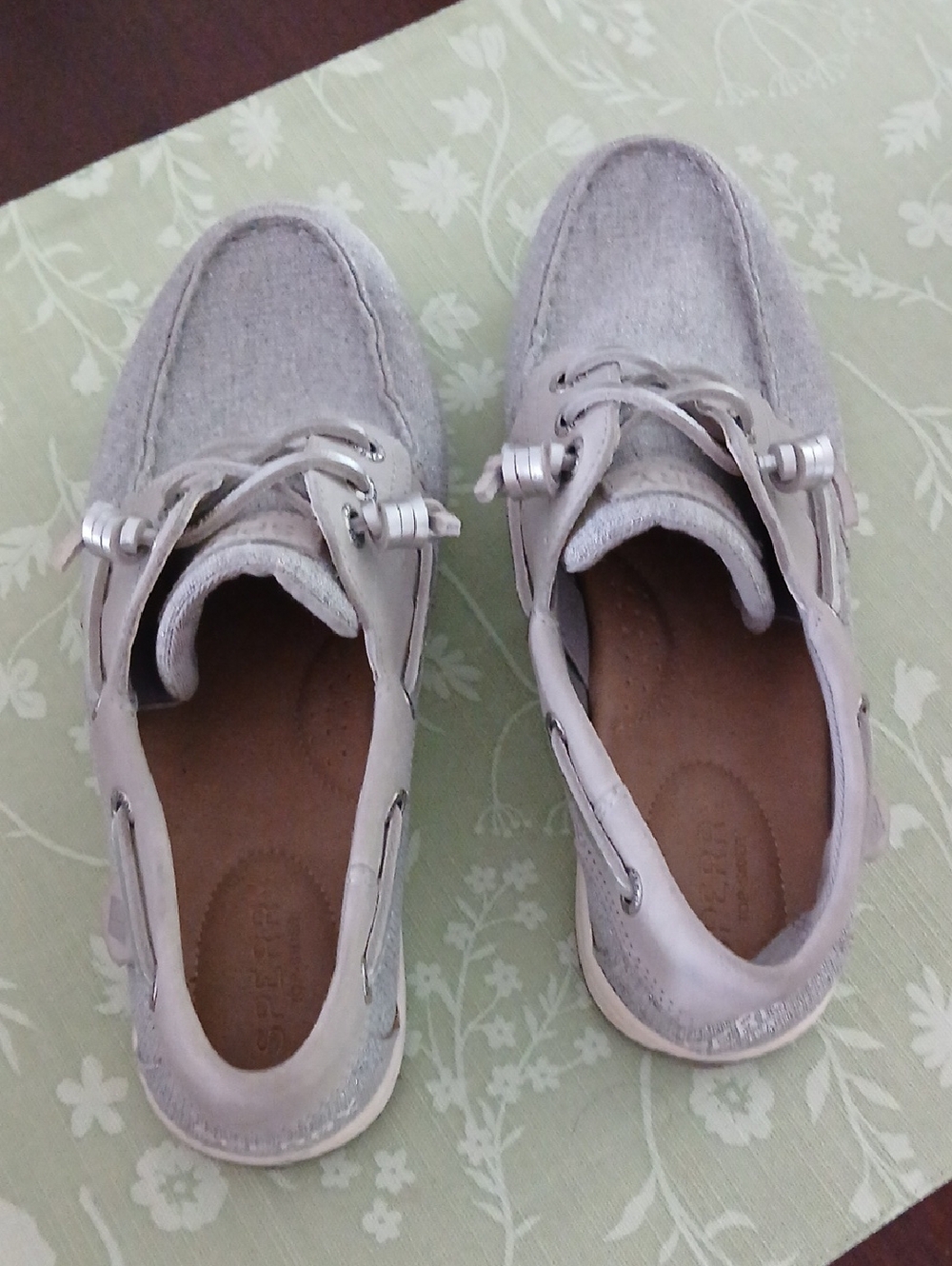 Sperry Light Gray Canvas Slip-On Boat Shoes
